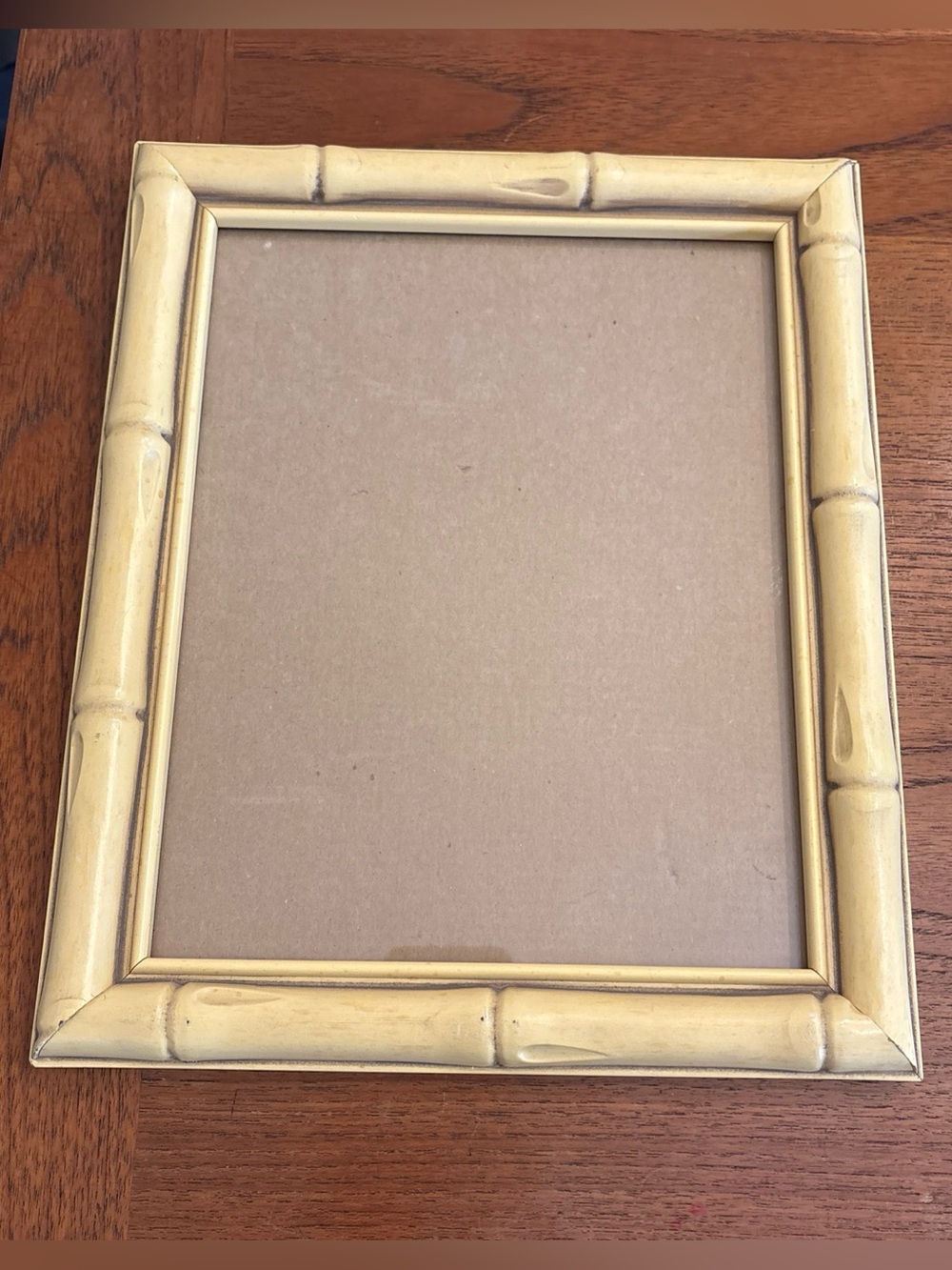 Vintage MCM Faux Bamboo yellow Picture Frame Original Glass 10x12
